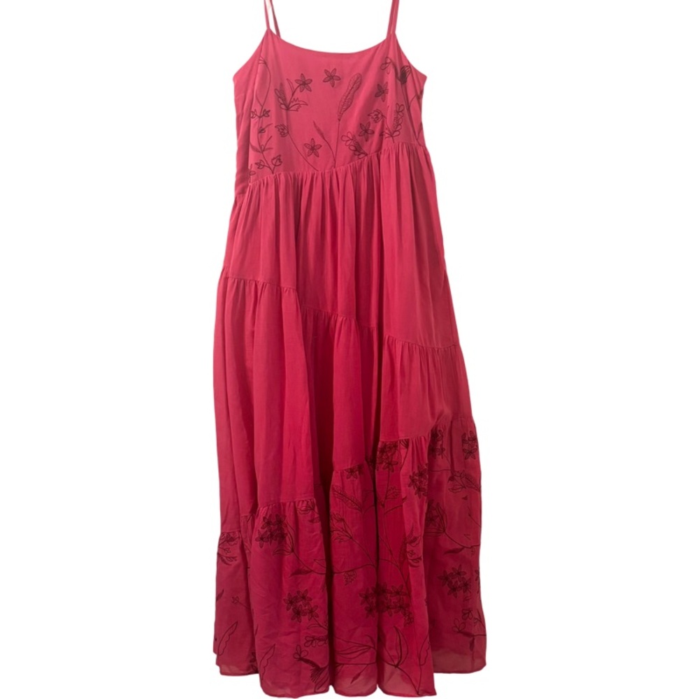 Anthropologie Samant Chauhan Asymmetrical Maxi Dress in Pink Size M - Picture 6 of 10